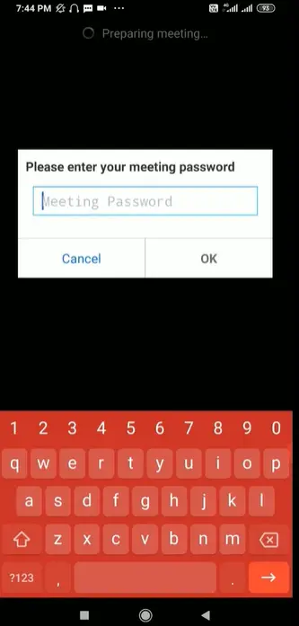 masukan password zoom