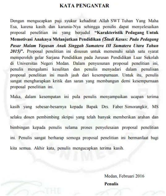 Contoh Kata Pengantar Proposal