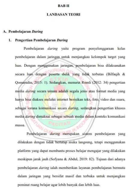 Contoh Landasan Teori Sekolah Tinggi Keguruan dan Ilmu Pendidikan PGRI Pacitan