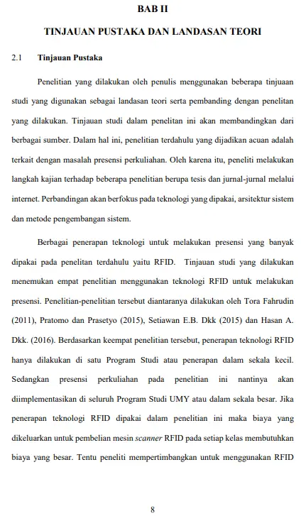 contoh tinjauan pustaka Universitas Muhammadiyah Yogyakarta