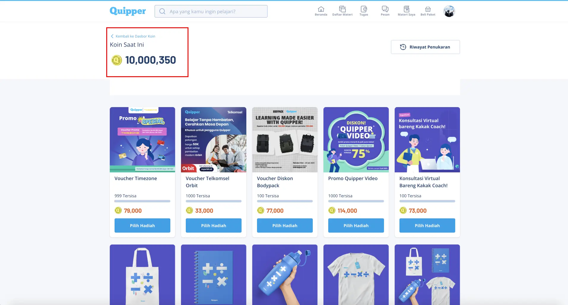 Pastikan koin kamu cukup untuk menukar hadiah